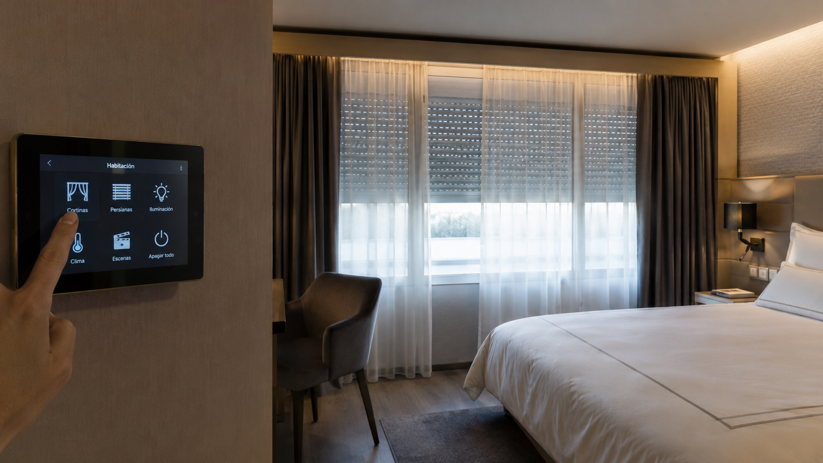 Automatización inteligente en una habitación de hotel